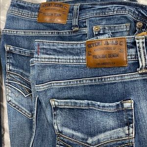 6 pairs of Seven7 jeans . w34* L32 straight fit .